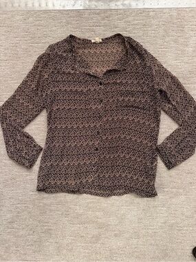 Urban Outfitters Sheer Printed Shirt M